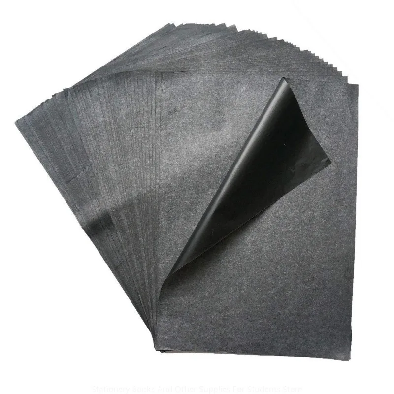 100pcs A4 Single Side Black Carbon Paper &middot; Tracing Painting Rubbing Paper 29.7X21 Carbon