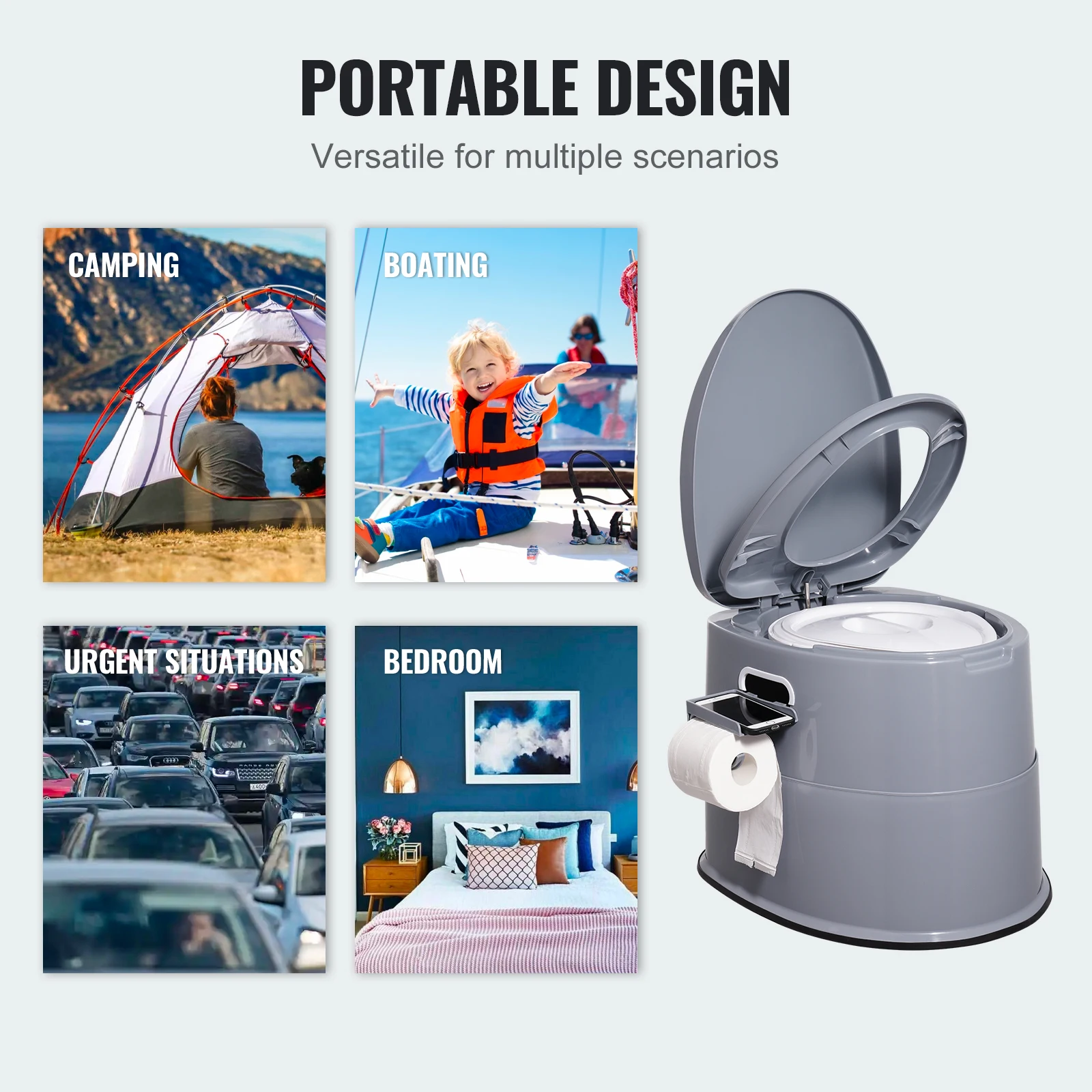 VEVOR Portable Toilet for Camping Porta Potty with 1.3G Detachable Inner Bucket Travel Toilet for Outdoor Camping Long Road Trip 6
