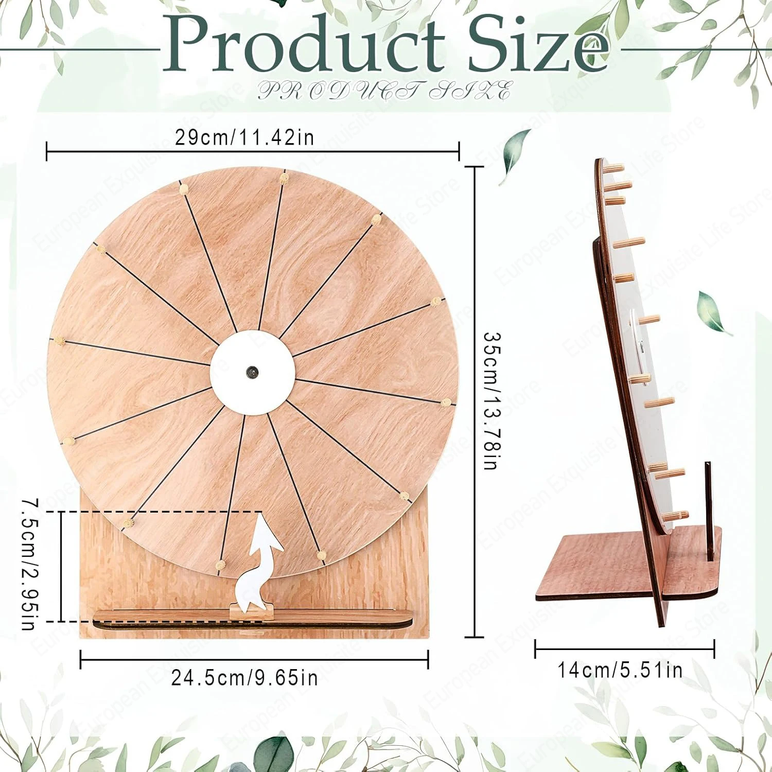 Wedding Spinning Wheel 11.4inch Wedding Game Spinning Wheel Wooden Prize Tabletop Spinner with Stand Erasable Acrylic Board Roulette Wheel for Wedding