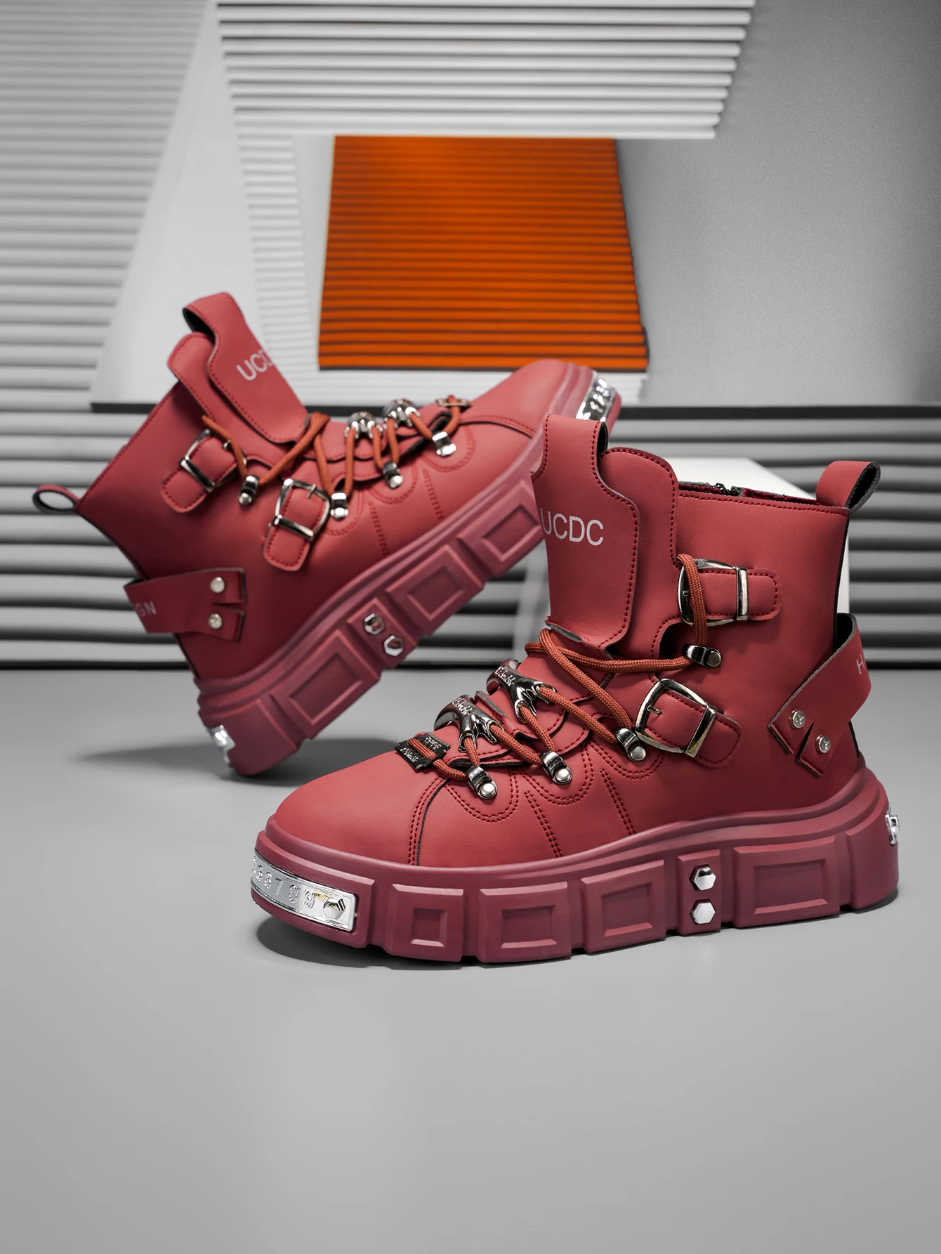 Men's Hip Hop Punk Rock Rivet Shoes Outdoor Motorcycle Gothic