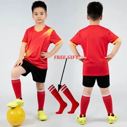 Custom Kids Soccer Jersey Set - Personalized Breathable Football Uniform for Children (Red Not Custom)