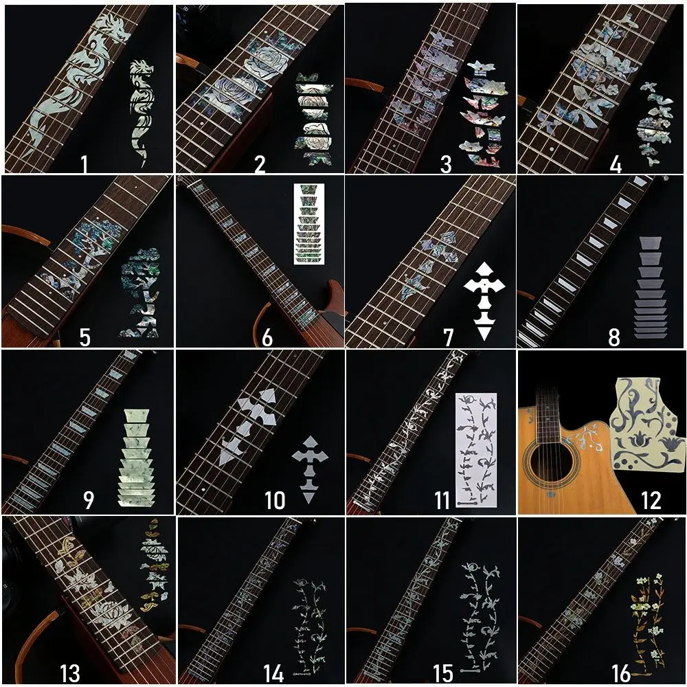 Description Picture 5 of itemNew 22 Styles Cross Inlay Decals Fretboard Sticker For Electric Acoustic Guitar Bass Ultra Thin Sticker Guitarra Accessories
