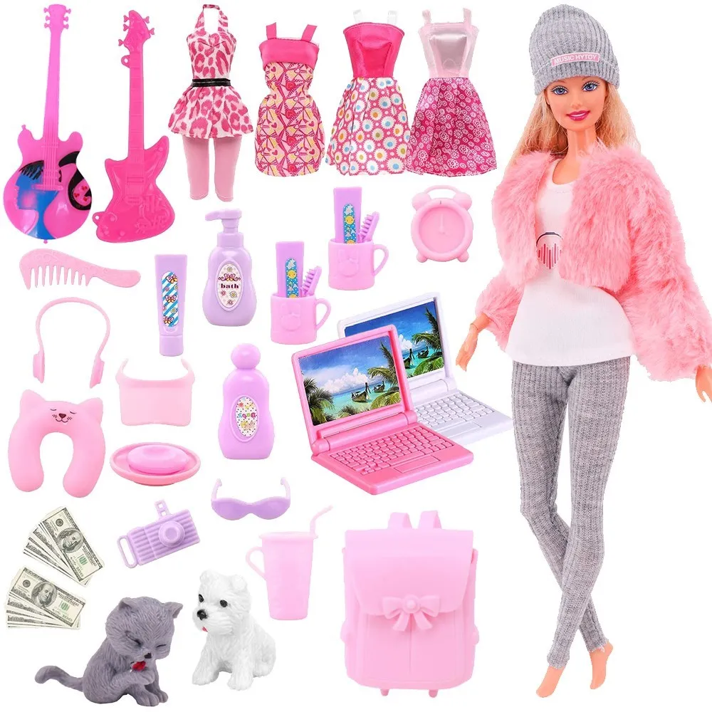 Pink 43 Pieces Barbies Doll Clothes Shoes Accessories Travel Suitcase Toys Fit 18Inch Barbies Doll,1/6 BJD&Blythe Toys For Girls 2