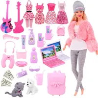 Pink 43 Pieces Barbies Doll Clothes Shoes Accessories Travel Suitcase Toys Fit 18Inch Barbies Doll,1/6 BJD&Blythe Toys For Girls 2
