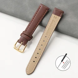 Soft Leather Universal Wristband for Men & Women - PU Sport Watch Strap Bracelet (Brown - Gold)