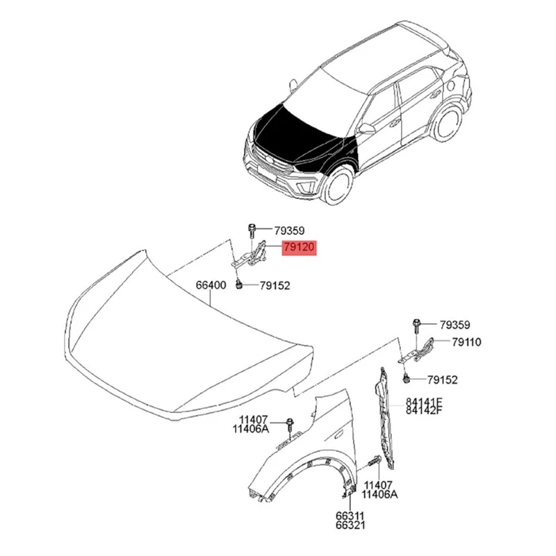 

1 пара петли для капота автомобиля и пассажирской стороны 79110-C9000 79120C9000 для Hyundai IX25 2014-2019