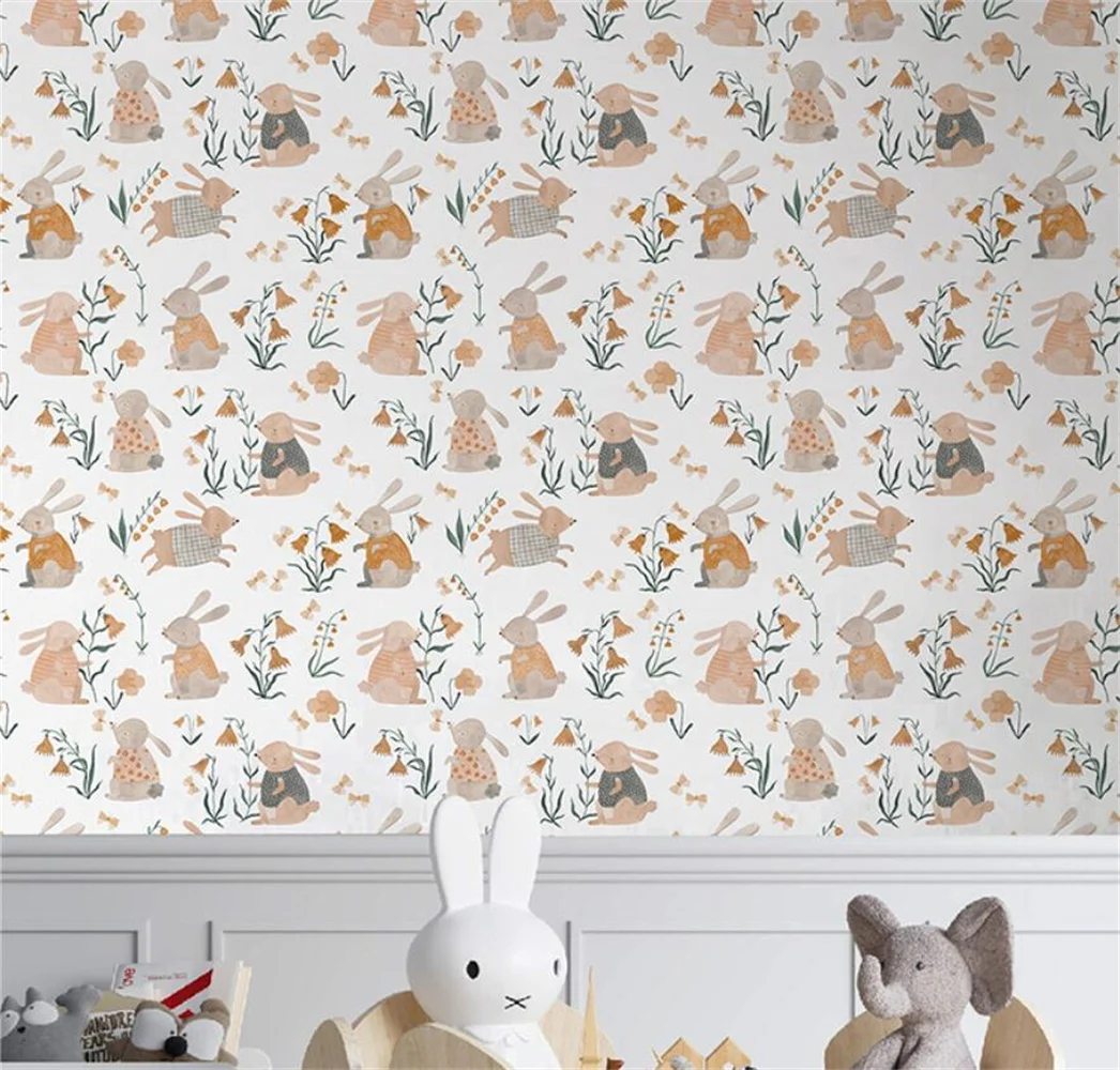 Coelho Nórdico 3d Papel de Parede do Quarto das Crianças Sala para Mulheres Fundo Personalizado Mural Casa Deco