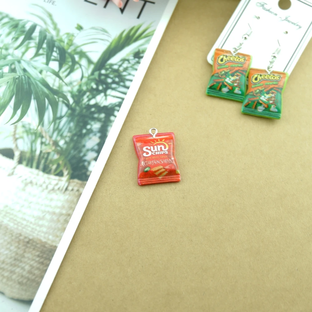 Charming Cute Snacks Potato Chip Pendants for Jewelry Making Wholesale