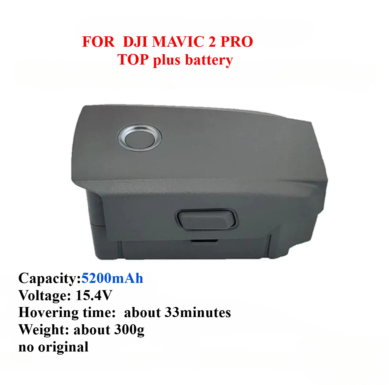 Batterie haute capacité pour DJI Mavic 2 Pro posée sur une surface, avec connecteurs visibles.