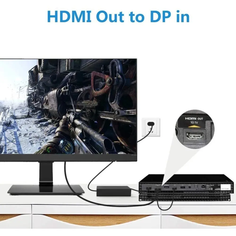 4K 60HZ HDMI-디스플레이 포트 케이블 1.8M HDMI 2.0-DP 6FT HD 동글 어댑터(USB 전원 코드 포함), PS5 PS4 Pro PC 노트북용