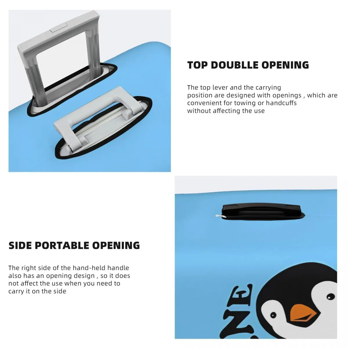 Penguin Bird Suitcase Cover Animal Cartoon Funny Holiday Travel Practical Luggage Supplies Protector