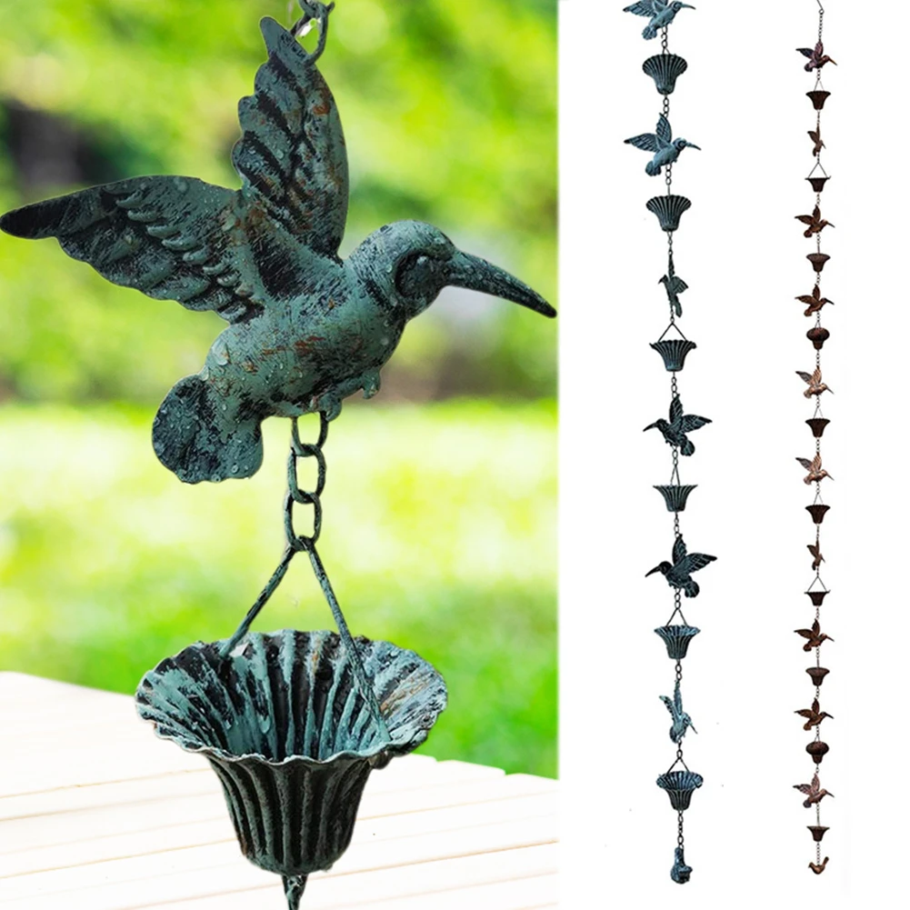 Creative Birds Metal Rain Chain Rain Catcher Gutter Roof Rainwater Catcher Chain Drainage Downspout Tool Garden Outdoor Decor