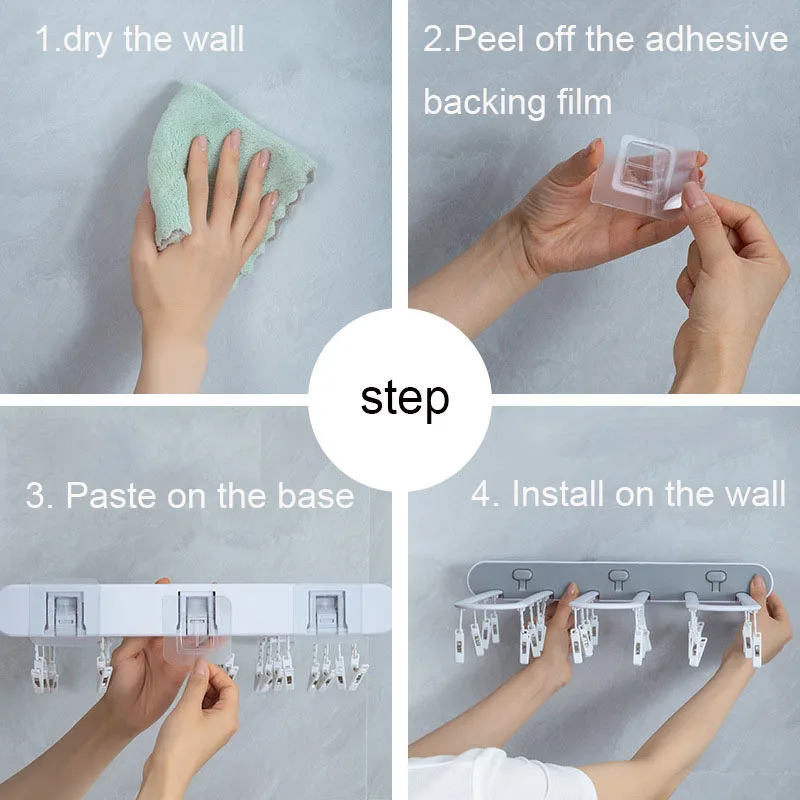 Balcony Foldable Underwear Sock Drying Rack 24 Clip Storage Panties Bra Hanging Bathroom Towel Organizer No Punch Space Saving 4