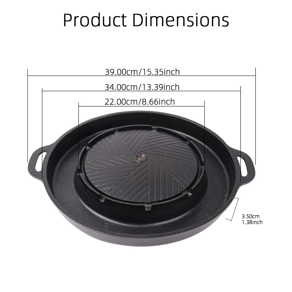KOSUN Korean BBQ Grill Pan 2 in 1 Round Barbecue Sharing Plate for Indoor Outdoor Portable Camping Equipment Restaurant,13-inch