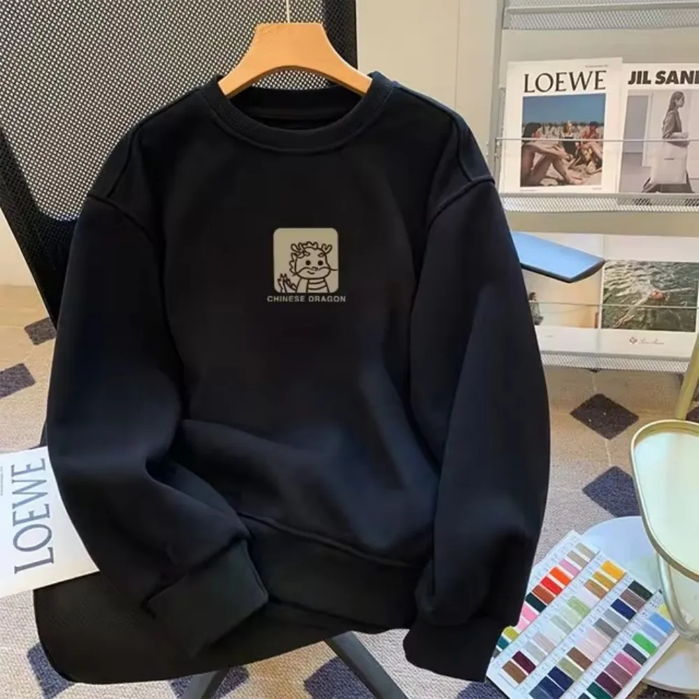 Sudaderas con capucha de manga larga informales, jerséis de algodón puro con estampado de dibujos animados, sudaderas de cuello redondo a la moda, Otoño e Invierno