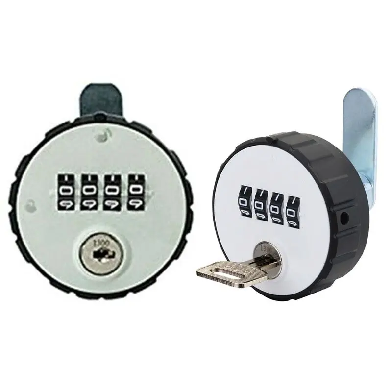 Combination Cabinet Cam Lock 4 Digital Round Padlock with Key Drawer Door Gym School Locker with Key Reset for Drop Shipping