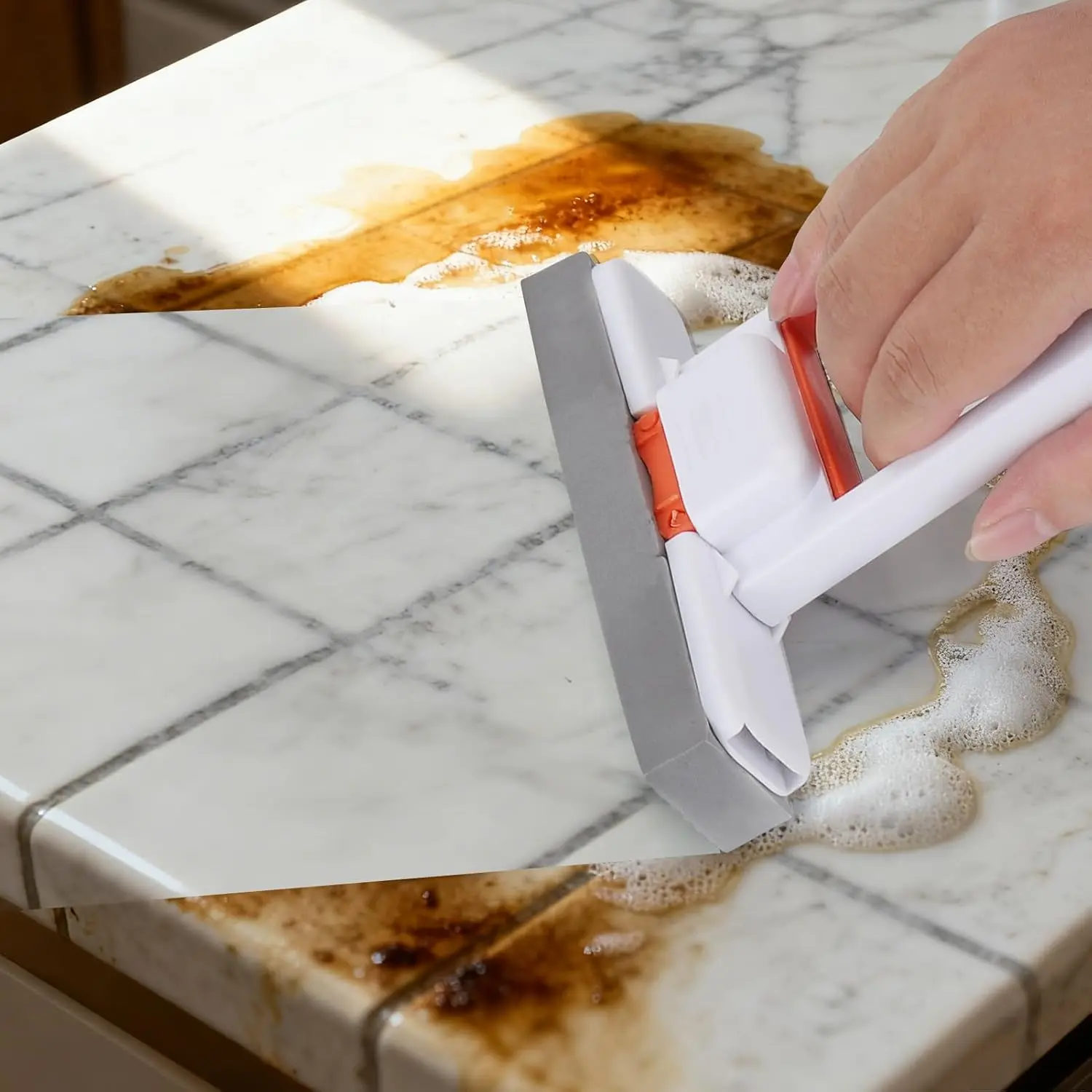 Compact Self-Squeezing Sponge Mop - Versatile Wet & Dry Cleaning Tool for Kitchen, Bathroom, and Glass Surfaces