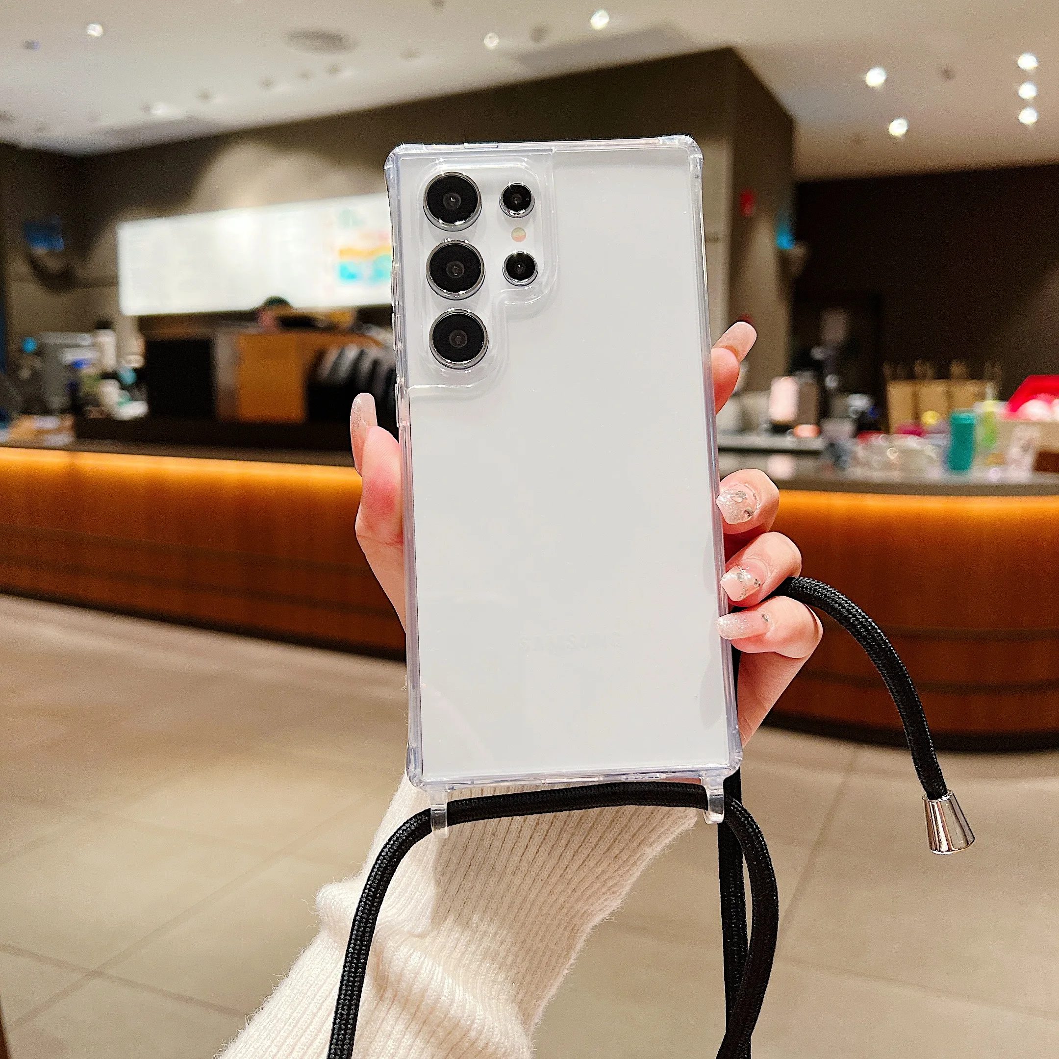 Versatile Crossbody Necklace Clear Phone Case with Lanyard Cord
