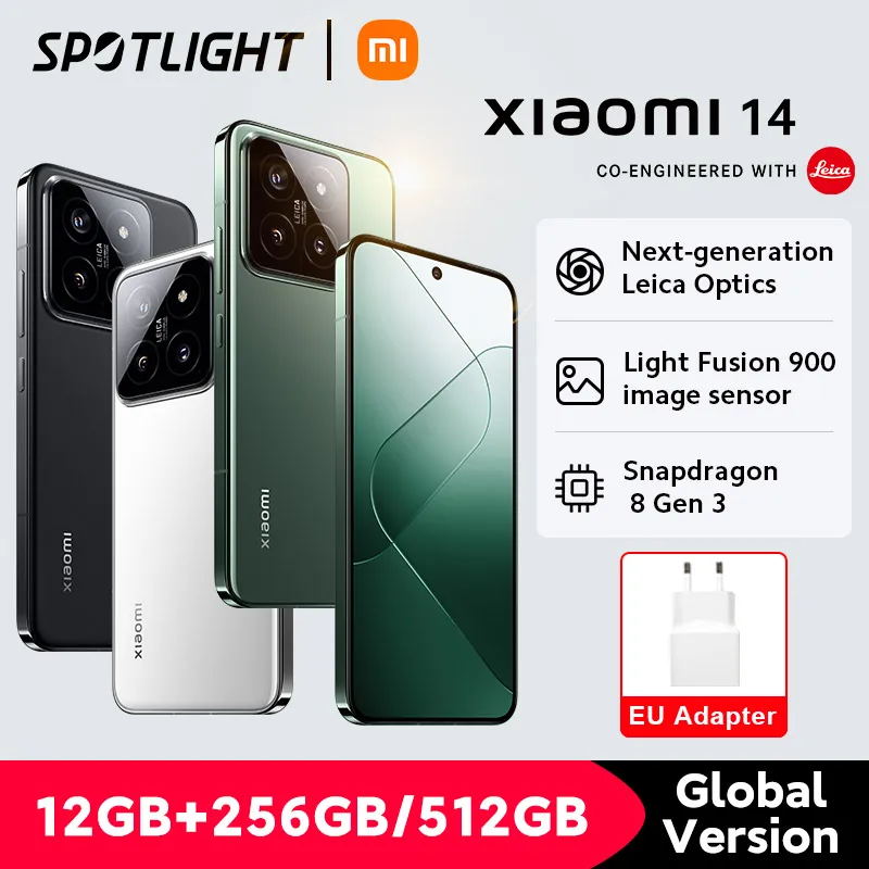 World Premiere Xiaomi 14 Smartphone Global Version RAM 12GB ROM 256GB 512GB Snapdragon 8 Gen 3 Leica Camera 50MP 6.36