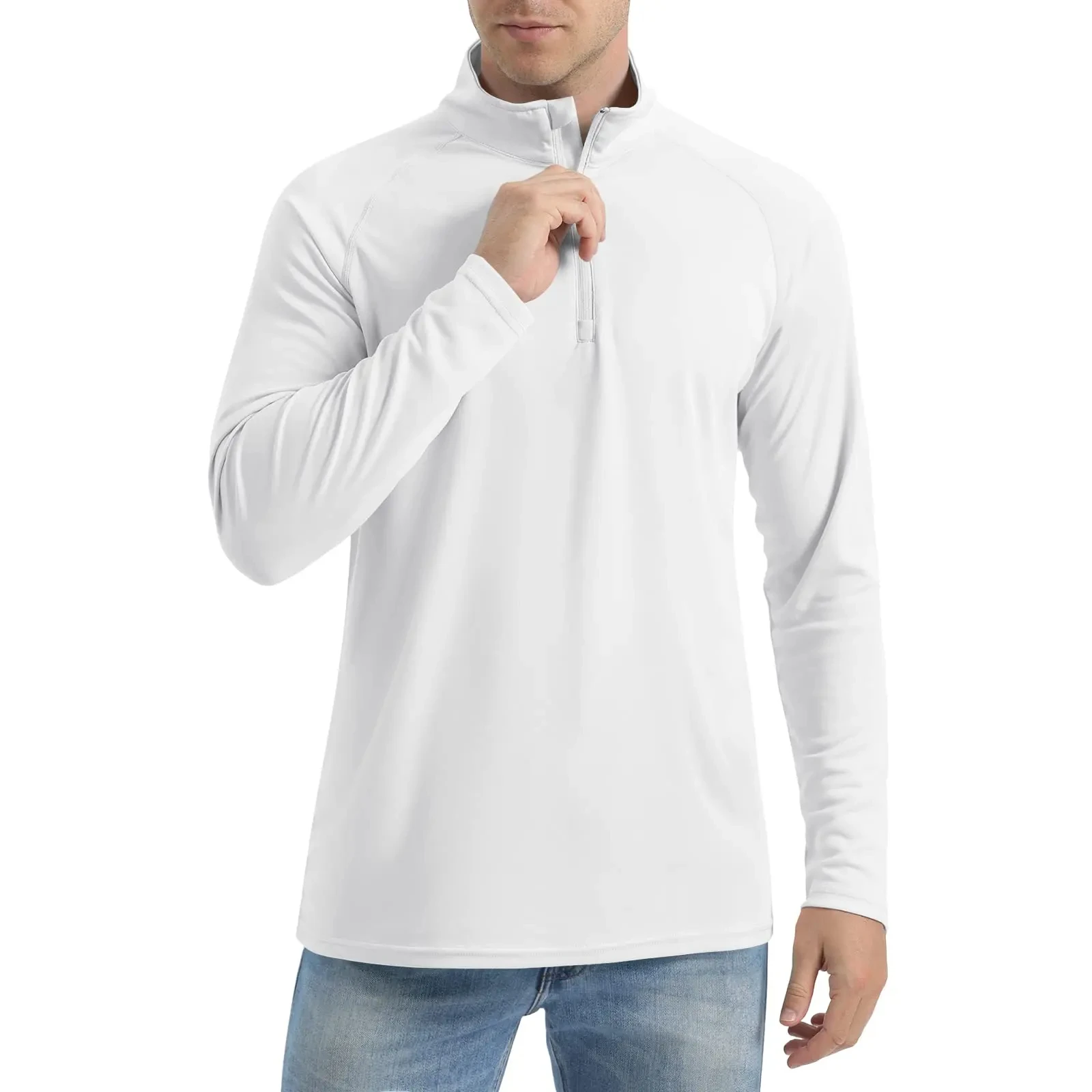 TACVASEN UPF 50+ T-Shirts Herren 1/4 Zip UV-Schutz Langarm T-Shirts Angeln Wandern Performance T-Shirts Pullover Tops – Detail 22