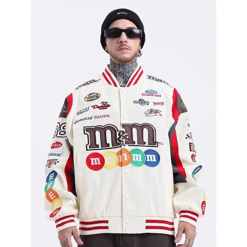 Unisex M&M Embroidered Bomber Jacket - true deals club