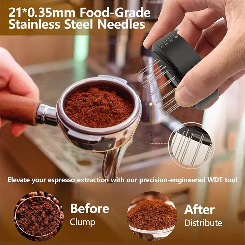 【SOLO PER OGGI】Kit di accessori per espresso, set di strumenti per la distribuzione dell'espresso, strumento WDT, distributore e - immagine 6