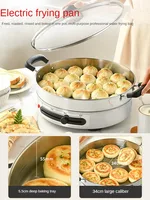 220V Stainless Steel Electric Crepe Maker Household Electric Frying Pancake Pan Deepened and Enlarged Multifunctional Baking Pot 2