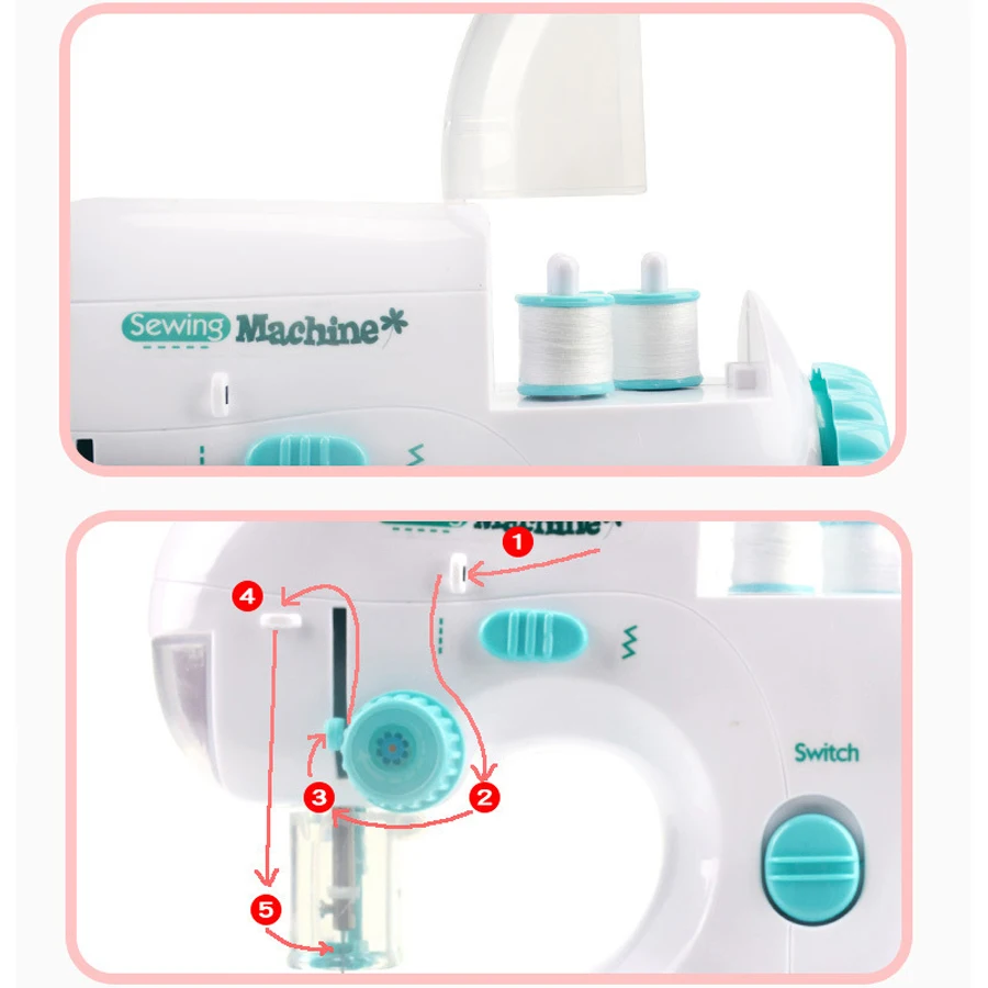 Kids Sewing Machine Toy Mini Furniture Toy Educational Learning Design Clothing Creative Gift Girls