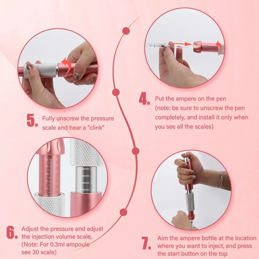 Adjustable Pressure 0.3/0.5ML Hyaluron Acid Pen Hyaluronic Acid Syringe Atomizer Facial Machine Reducing Blemishes Wrinkles