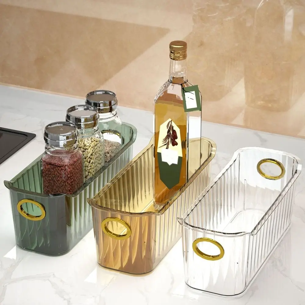 

Plastic Desktop Cosmetics Storage Box Waterproof Transparent Makeup Storage Basket Space-saving with Handle Makeup Storage