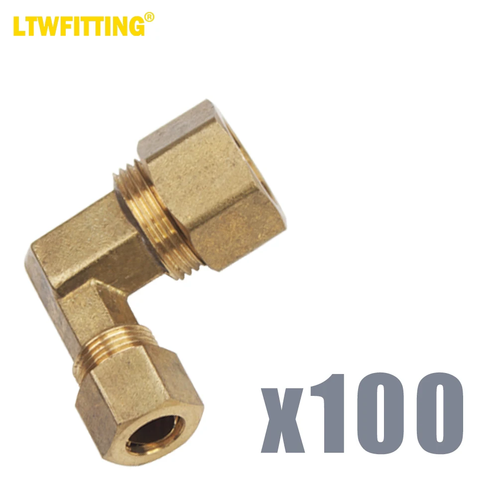 

LTWFITTING Brass 5/8-Inch OD x 3/8-Inch OD 90 Degree Compression Reducing Union Elbow Fitting(Pack of 100)
