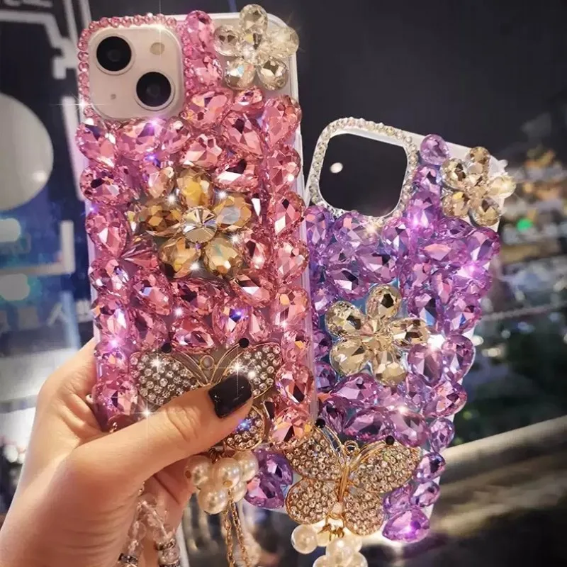 Diamond Rhinestone Lanyard Phone Case - Elegant Protective Cover