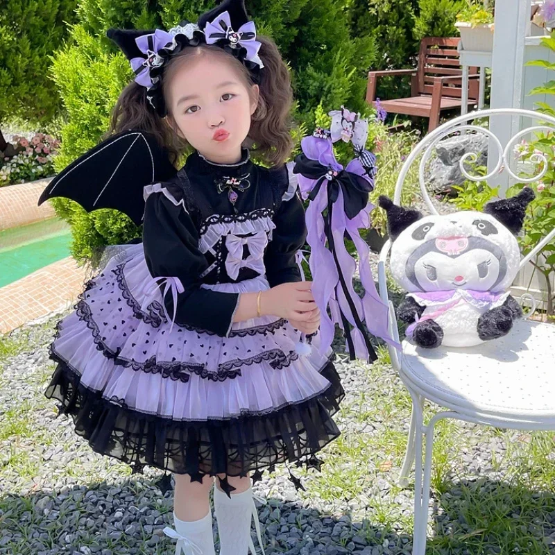 Anime Sanrio Kuromi Girl Cosplay Dress Autumn Lolita Princess Dress Halloween Cosplay Costume Exquisite Princess Gift