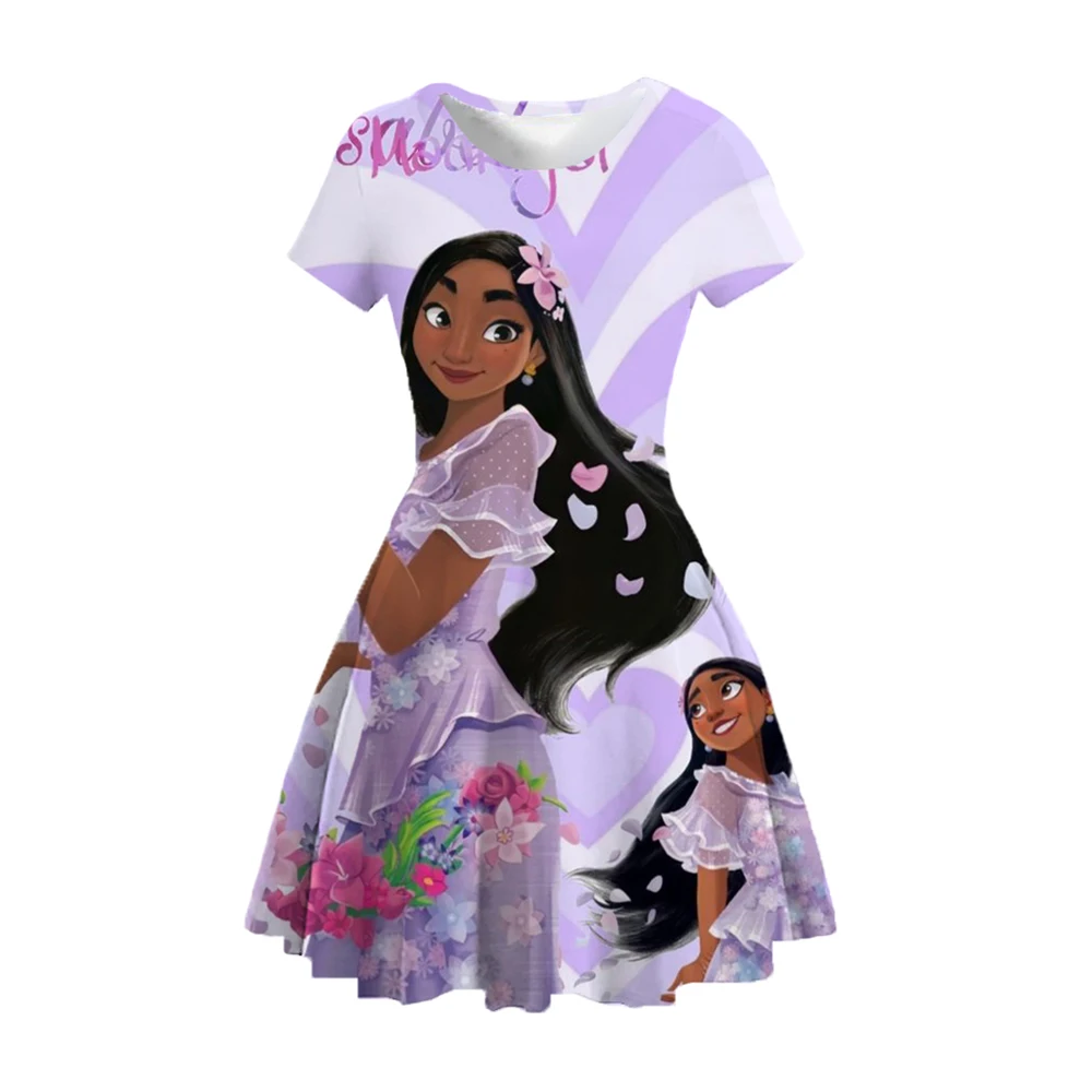2022 Summer Girls' Dress Baby Cute Disney Encanto Isabela Mirabel Party Princess Dress Bambini Toddler Kids Girls Clothing
