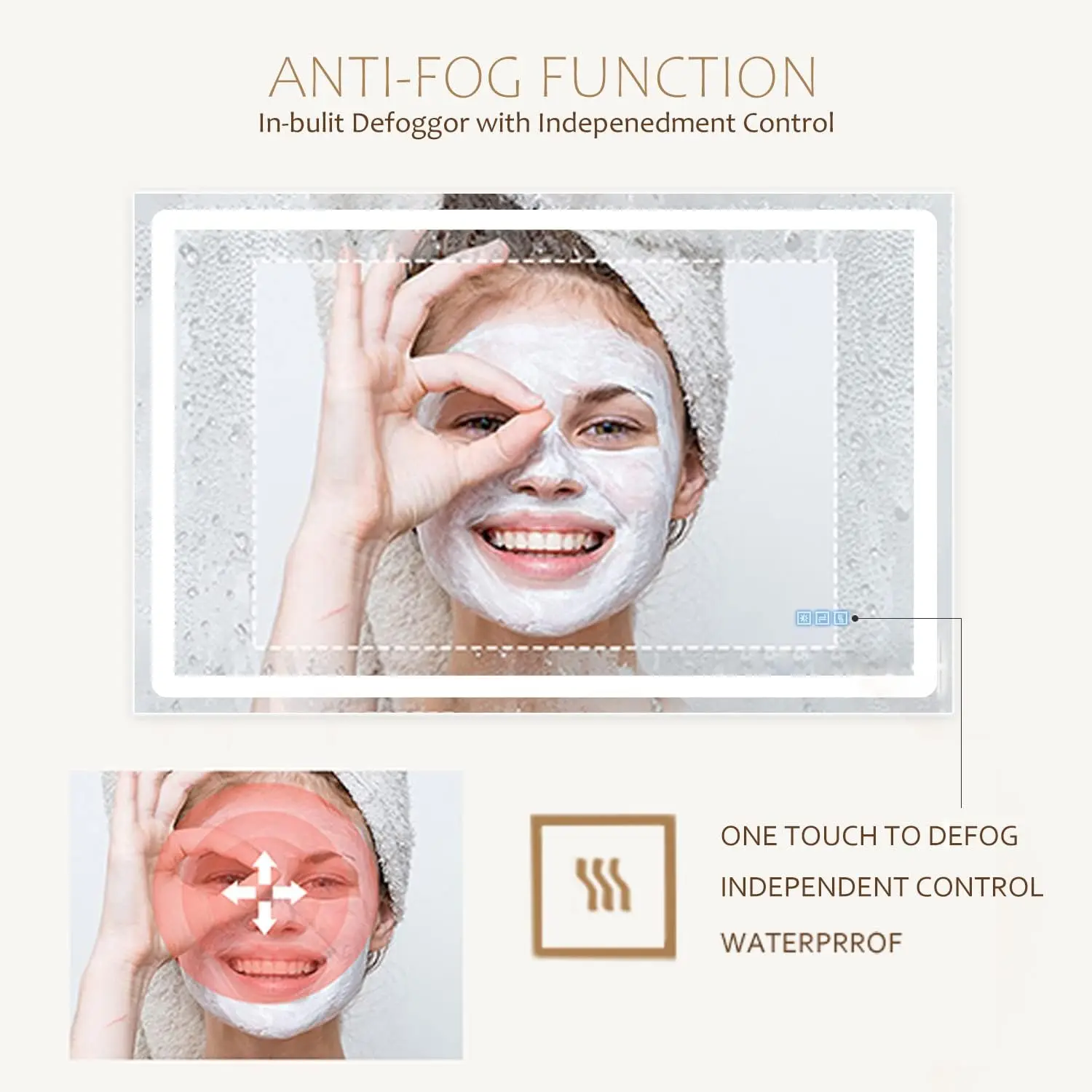 Description Picture 3 of itemLed Lighted Bathroom Mirror Dimmable Vanity Wall Mirror Anti-Fog Memory Mirrors for Bathroom Vanity Vertical/Horizontal