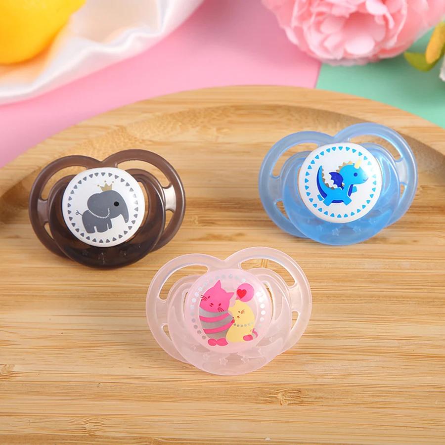 0-3 years old baby newborn cartoon silicone pacifier kitten dinosaur animal Breathable with dust cover