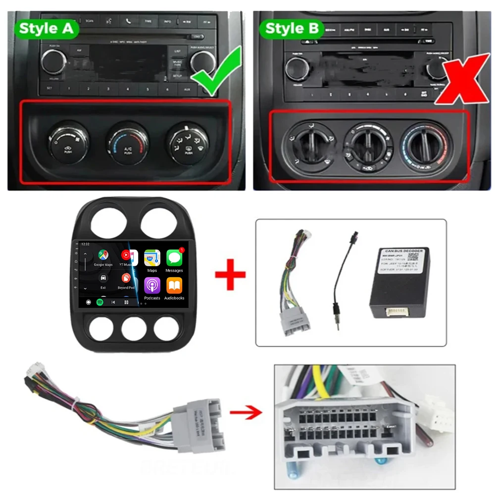 Radio de coche con reproductor de video Android 16 para Jeep Compass Patriot 2010 - 2016 Autoradio estéreo 2 Din GPS Navegación Carplay DSP WIFI+4G 3