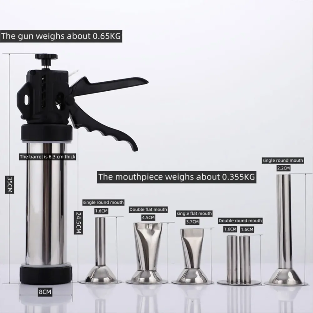 Sausage Stuffer Stainless Steel Small Sausage Tool Fast Sausage Filling 1.5lbs with 5 Nozzles BBQ Kitchen Tool For Household Use Or Commercial