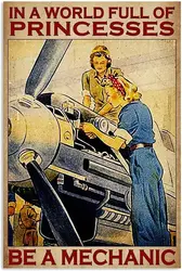 Airplane Mechanic Girls - Be A Mechanic Metal Tin Sign - Aluminum 14x20cm (Aluminum sign)