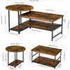 Coffee Table, Mid Century Modern Coffee Table for Living Room Rustic Farmhouse Center Table 2 in 1Detachable Table Set 3
