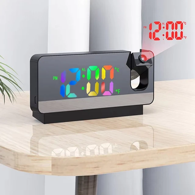 Multifunctional 180° Rotating Projection Creative Alarm Clock, Silent Colour , Bedroom Ceiling Projection Gift 2