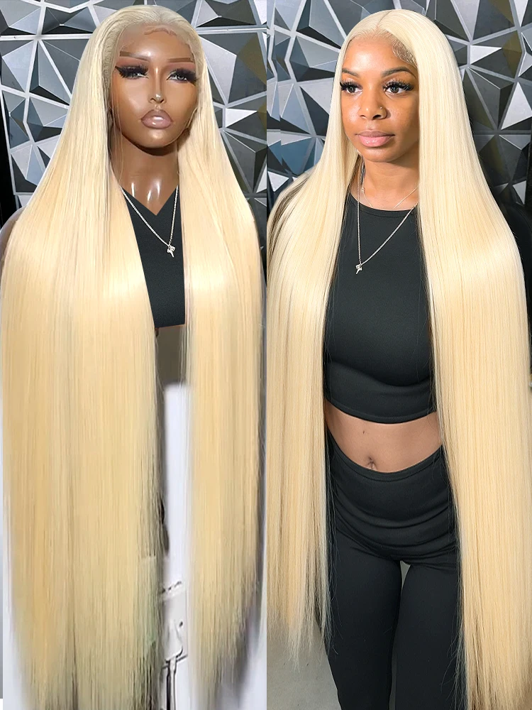 Honey Blonde 613 HD 200% 13X6 Straight Lace Front Human Hair Wigs 40 Inches 13X4 Lace Frontal Wigs