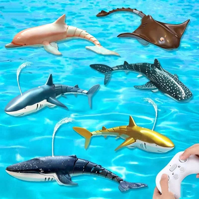 Remote Control Spray Water Whale Toy for Kids - Submarine Swimming Game
