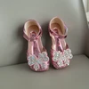 Toddler Girls Bow Rhinestones Sandals Beach Shoes Kids SKy Blue Sequins Princess Sandals 3-12Y Flats Summer Sandals for Girls 4