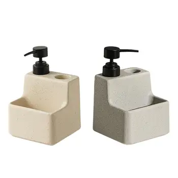 ที่จ่ายสบู่พร้อมที่วางฟองน้ำ, อุปกรณ์จัดระเบียบอ่างล้างจานแบบคลาสสิกทันสมัย 2 in 1 เซรามิกสำหรับห้องครัว โรงแรม ร้านอาหาร ห้องน้ำ ตกแต่งบ้าน 1