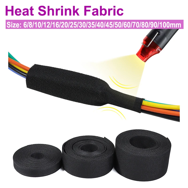 Tubo Di Stoffa In Tessuto Termoretraibile 6 ~ 100Mm Isolamento Manicotto Intrecciato Pet Auto Line Organizer Wire Shrink Wrap Guaina Di Protezione