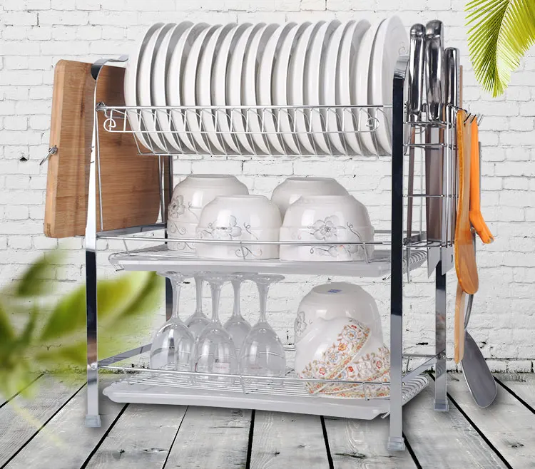 Description Picture 3 of itemDish Drying Rack 3-Tier Compact Kitchen Dish Rack Drainboard Set Large Rust-Proof Dish Drainer with Utensil Holder