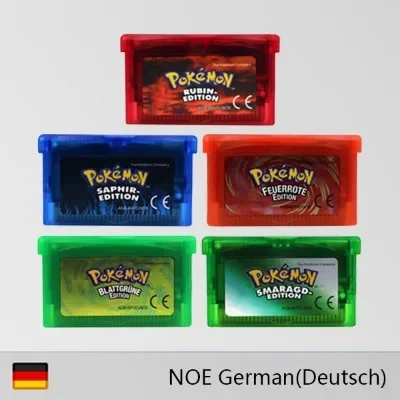 

Игровой картридж GBA 32 бит, видеоигровая консоль, карты Pokemon Smaragd-фееррот Рубин-немецкий язык, блестящая этикетка