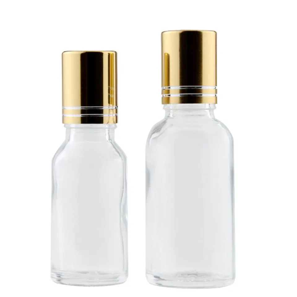 2 Mini Bottiglie Olio Roll-On In Vetro 8 Ml – Con Sfera Acciaio Inox E Tappo Dorato – Per Oli Essenziali E Profumi