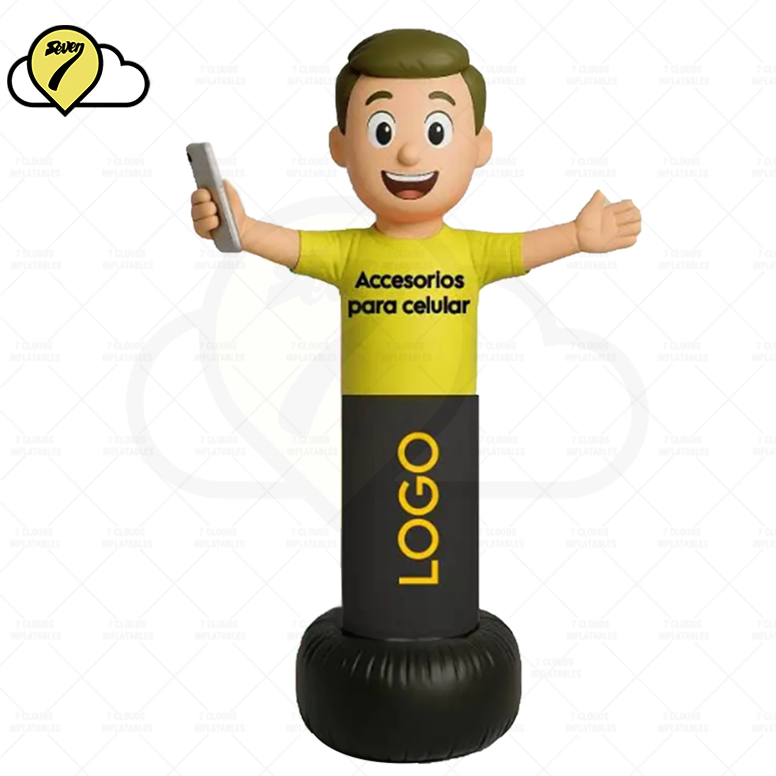 3m gaint personalizado novo balão inflável brinquedos modelo de dançarino de ar tubeman com ventilador led decoração de publicidade para loja de telefone
